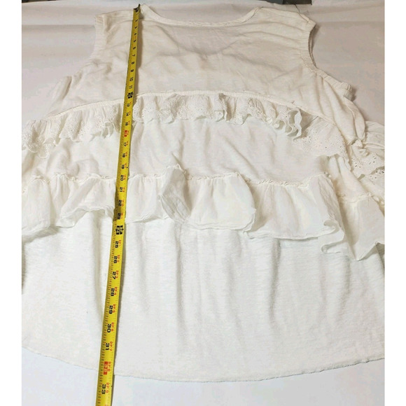 Free People Claire Tee Tunic Top Eyelet Ruffle Tiered Womens Small Oversized - Picture 15 of 16